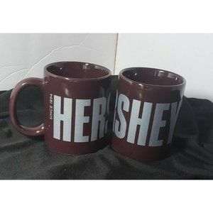 Hershey's Chocolate Coffee Mugs Ceramic Brown Cups 10 oz Since 1894 Set of 2